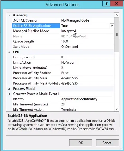 Menú de configuración avanzada