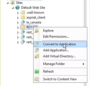 Menú para convertir a aplicación