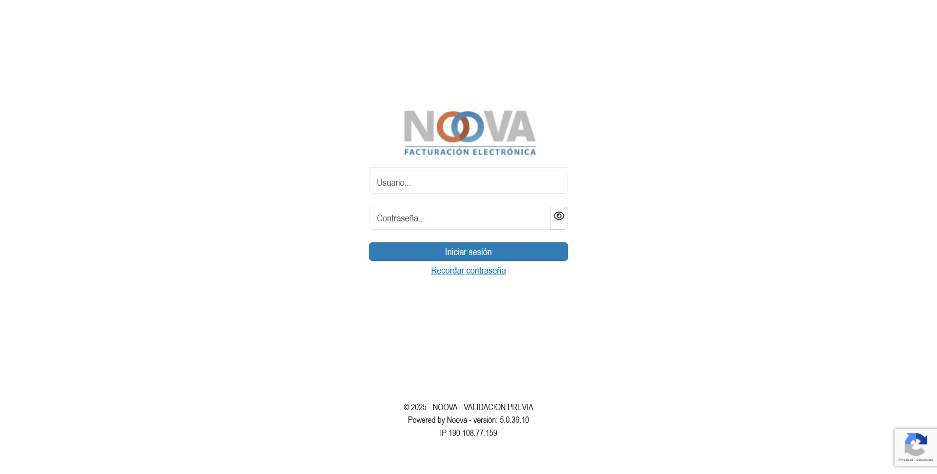 Página de inicio de sesión de Noova