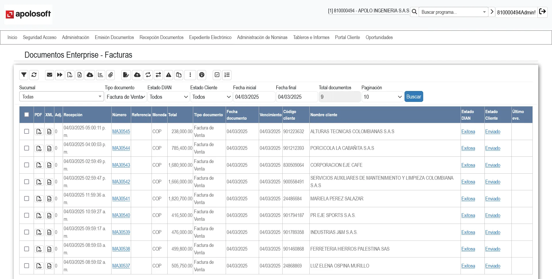 Resultados búsqueda de documentos